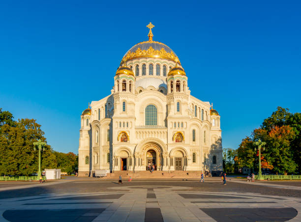 Naval Cathedral of Saint Nicholas in Kronstadt, Saint Petersburg, Russia stock photo