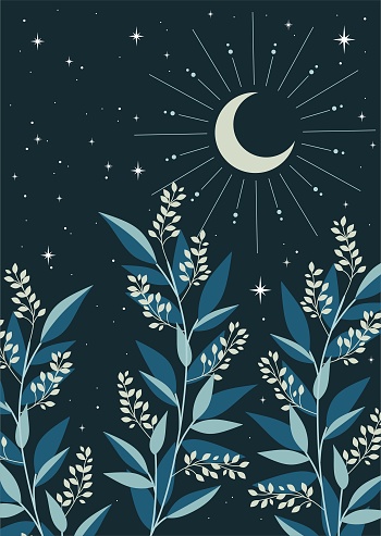 Poster or card. Mystical and magical, astrological vector illustration