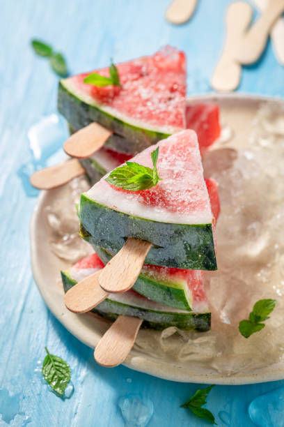 istock Juicy and sweet watermelon ice cream on cold ice. 1478975892