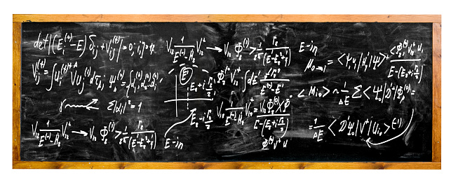 Image of a blackboard with mathematical expressions written on it
