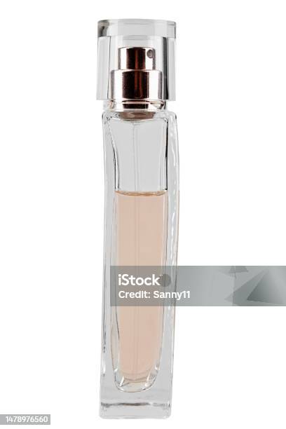 Rectangular Bottle With Pink Perfume Side View Isolated On A White  Background Stock Photo - Download Image Now - iStock