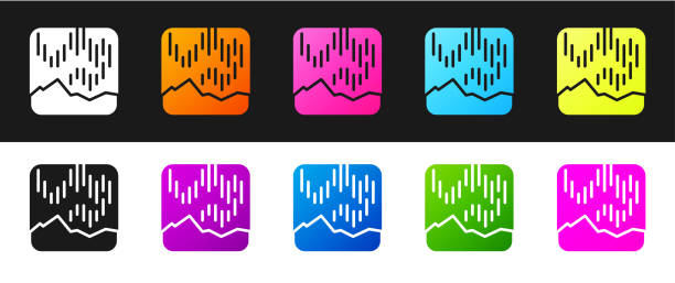 ilustrações de stock, clip art, desenhos animados e ícones de set northern lights icon isolated on black and white background. vector - 5600