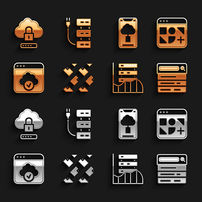 Google Datastream Icon Set Data Stream Different Files Search Engine Server Data Web Hosting ...