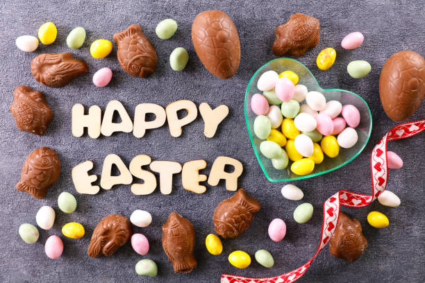 istock traditional assorted of chocolate easter egg- Happy easter day 1478994605