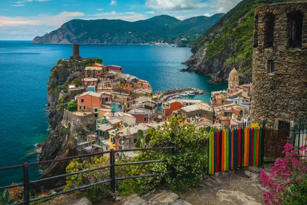 Photo of Vernazza view from the hiking path, Liguria, Italy