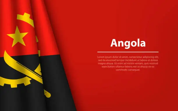 Vector illustration of Wave flag of Angola with copyspace background.