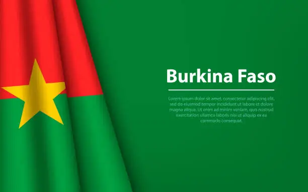 Vector illustration of Wave flag of Burkina Faso with copyspace background.