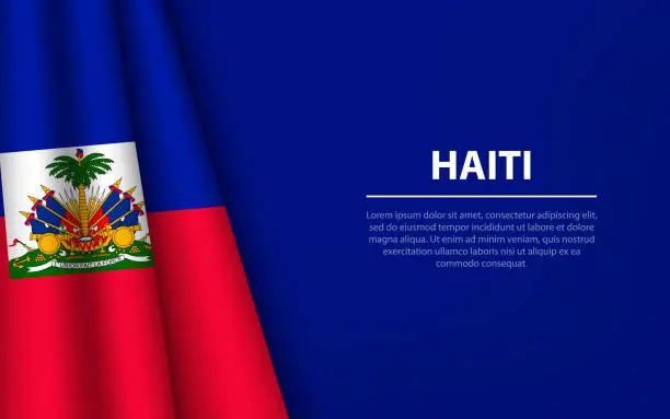 Vector illustration of Wave flag of Haiti with copyspace background.