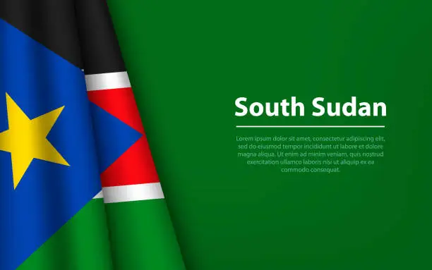 Vector illustration of Wave flag of South Sudan with copyspace background.