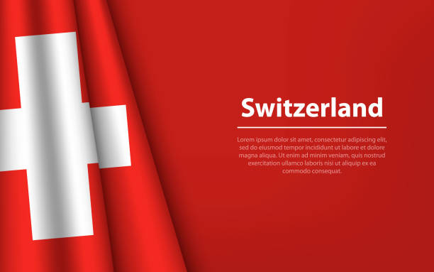 illustrations, cliparts, dessins animés et icônes de drapeau vague de la suisse avec arrière-plan copyspace. - switzerland