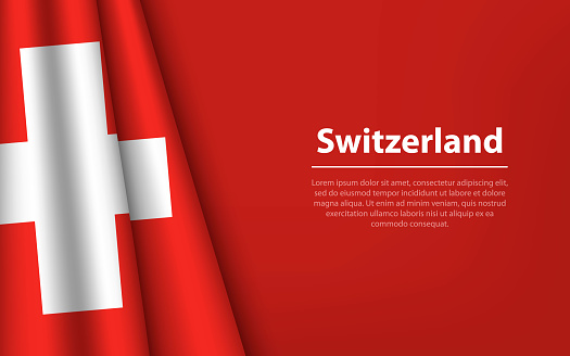 Wave flag of Switzerland with copyspace background. Banner or ribbon vector template for independence day