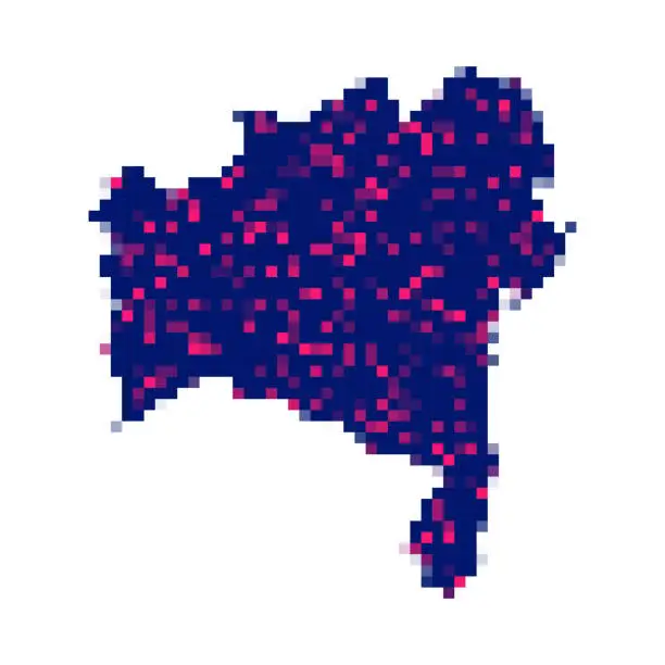 Vector illustration of Bahia map in pixels on white background