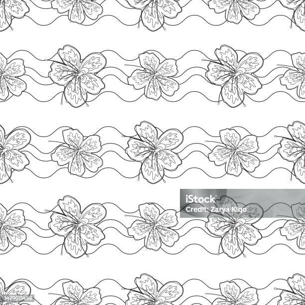 Sakura Pattern Simple Beautiful Sakura Flower Seamless Surface Pattern Design Stock ...