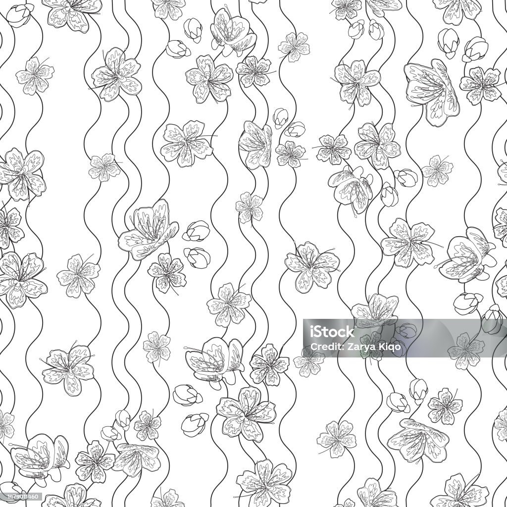 Sakura Pattern Simple Beautiful Sakura Flower Seamless Surface Pattern Design Stock ...