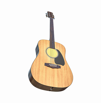 Acoustic Guitar on White Background
