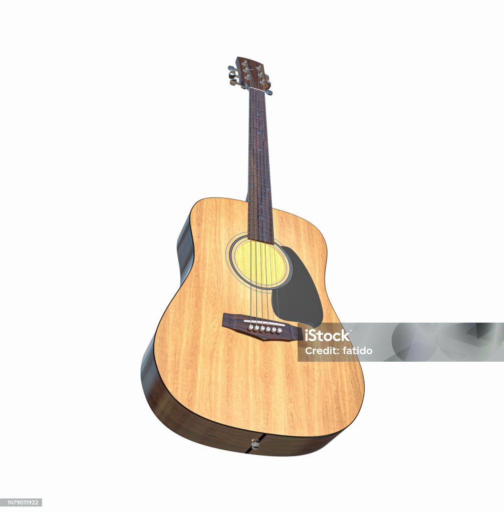 Acoustic Guitar on White Background Acoustic Guitar Stock Photo