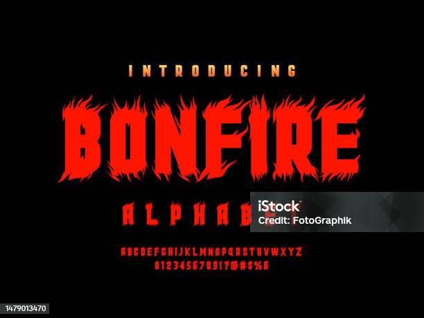 Fire Vector Font Fire Font Stock Illustration - Download Image Now - Typescript, Fire ...