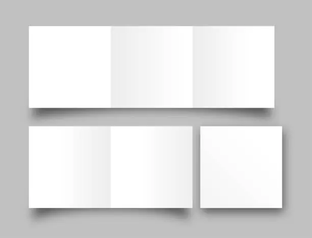Vector illustration of Blank brochure layout. White, square shaped brochure mockup