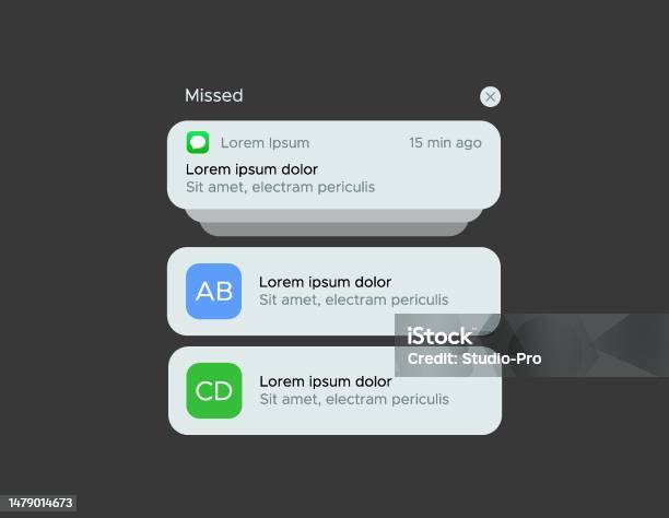Push Notification Template Mockup Stock Illustration - Download Image ...
