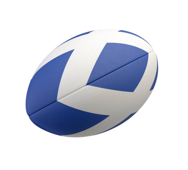 Rugby Ball And Scotland Flag Design stock photo