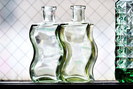 old two glass bottles