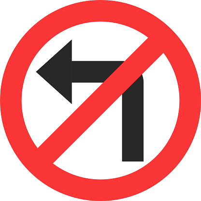 No turn left sign icon, Traffic sign related vector illustration