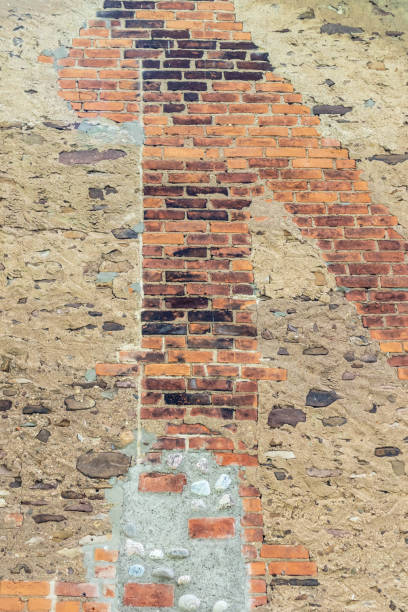 istock Vertical closeup of the mixed brick and stone wall texture 1479021485