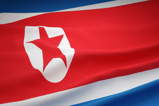 North Korean Flag, North Korea, Asia, Country - Geographic Area, Flag,textile cloth, fabric texture