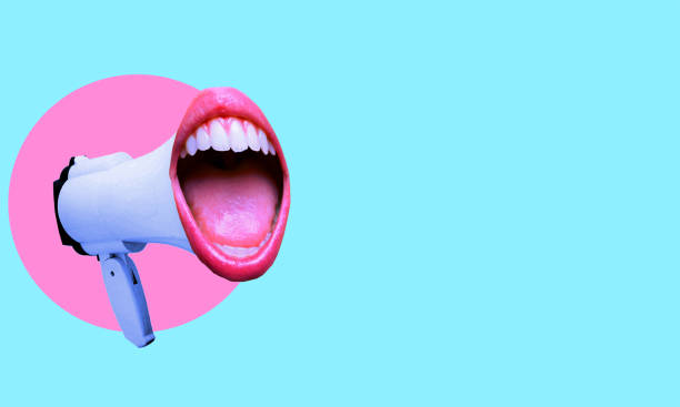 istock Art collage, Screaming mouth with loudspeaker Modern design, modern creative art collage. 1479025444