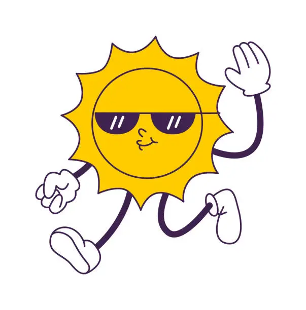 Vector illustration of Running Sun Character