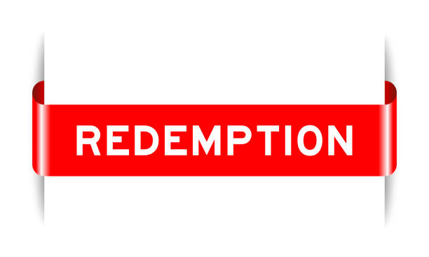 ilustrações de stock, clip art, desenhos animados e ícones de red color inserted label banner with word redemption on white background - redemption center