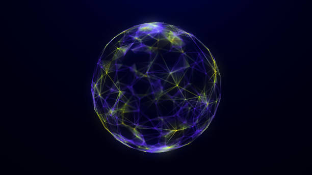 istock Abstract sci-fi sphere with particles and lines. Technology network connection on world. Futuristic illustration. Global digital connections ai. 3D wireframe geometric sphere. 3D rendering. 1479030407