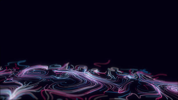 istock Colorful wave with motion dots. Abstract digital background. Concept connection big data. Futuristic technology backdrop. 3D rendering. 1479030453
