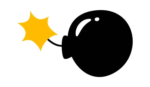 Vector illustration of Bomb With Burning Wick