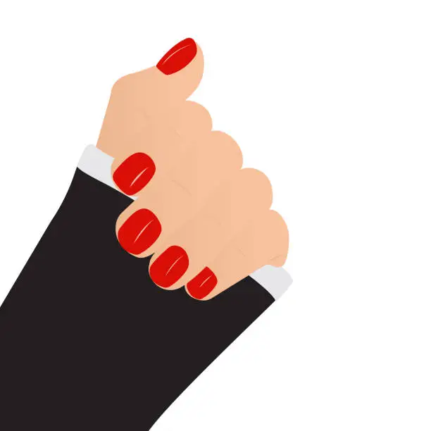 Vector illustration of Woman Hand With Red Nails, Female Manicure