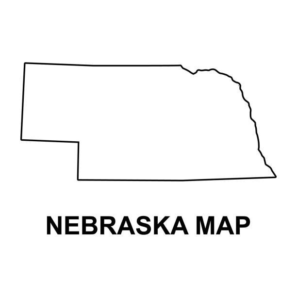 illustrazioni stock, clip art, cartoni animati e icone di tendenza di forma della mappa del nebraska, stati uniti d'america. illustrazione vettoriale del simbolo del concetto piatto - nebraska lincoln nebraska map physical geography