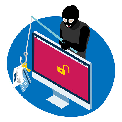 The hacker stole personal data, credit card and password - Internet security concept art