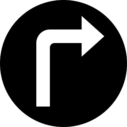 Turn right sign icon, Traffic sign related vector illustration