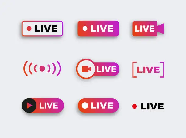 Vector illustration of Live streaming icon Set. Broadcasting, Online Video and Podcasts