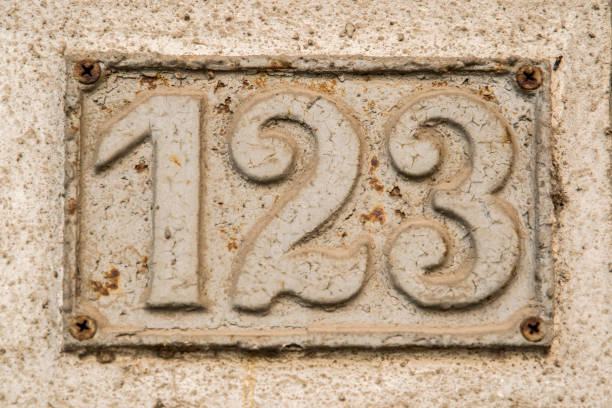 istock Old retro cast iron plate number 123 1479043865