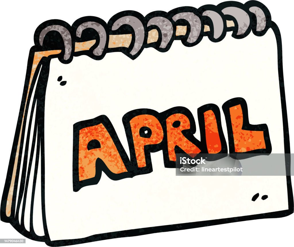 Cartoon Doodle Calendar Showing Month Of April Stock Illustration