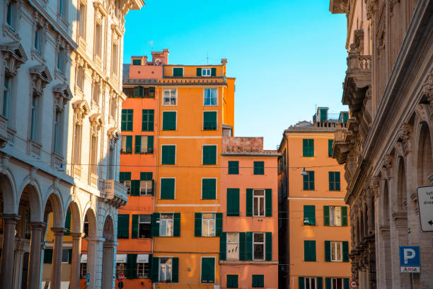 Genoa, Italy, April 28 2024: Daily scene of people at streets in downtown Genoa, Italy.