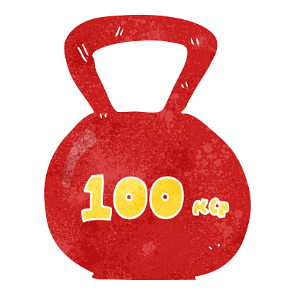 freehand retro cartoon 10kg kettle bell weight