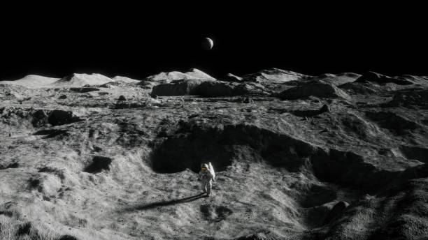 istock Grayscale of a space explorer standing on the moon's surface 1479057407