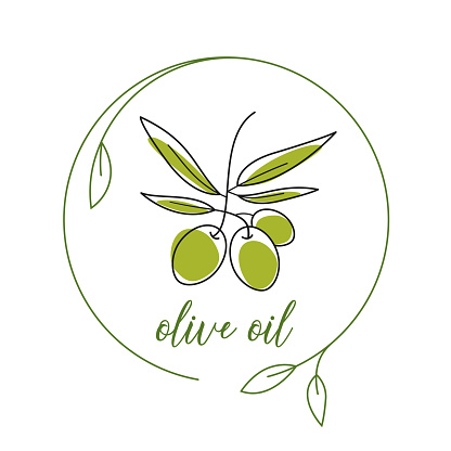 Olive oil label design of olive branch