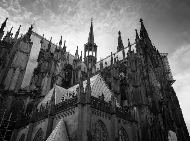 Photo of Grayscale of the ancient Cologne Cathedral