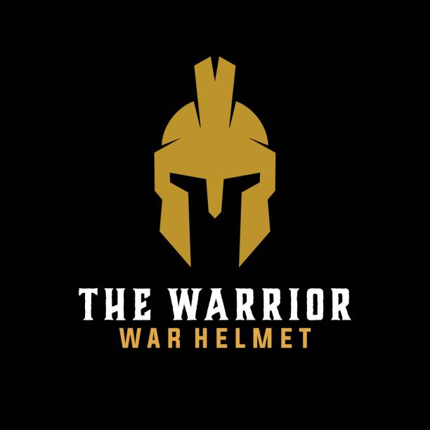 шлем воина спартанский векторный графический шаблон. иллюстрации символов войны - hector stock illustrations