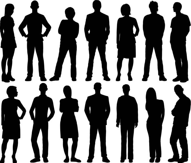 Highly Detailed People Highly detailed people. people silhouette standing casual stock illustrations