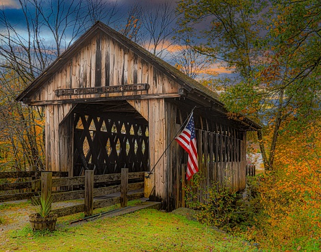 The Cilleyville Bog covered bridge in Anderson, NH.