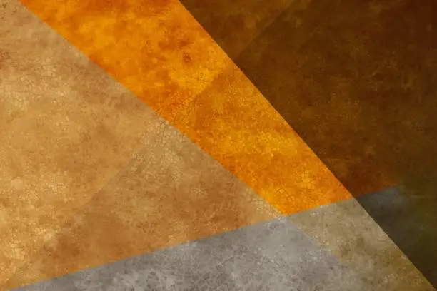 Dark and light shade brown orange gray abstract background. Geometric shape. Mosaic. Diagonal lines, triangles. Toned old cracked concrete surface texture. Colorful. Mix. Modern. Like cubism pattren.